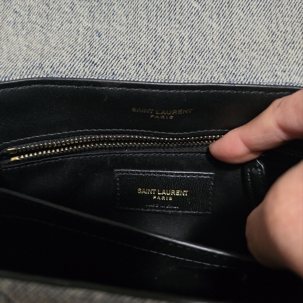Saint Laurent Quilted Crossbody Bag in Gray with Gold Hardware - Picture 10 of 12